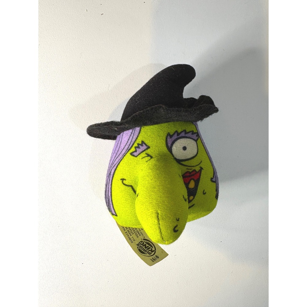 Vintage 1999 Burger King Halloween Witch Plush Toy Green Purple Black Hat